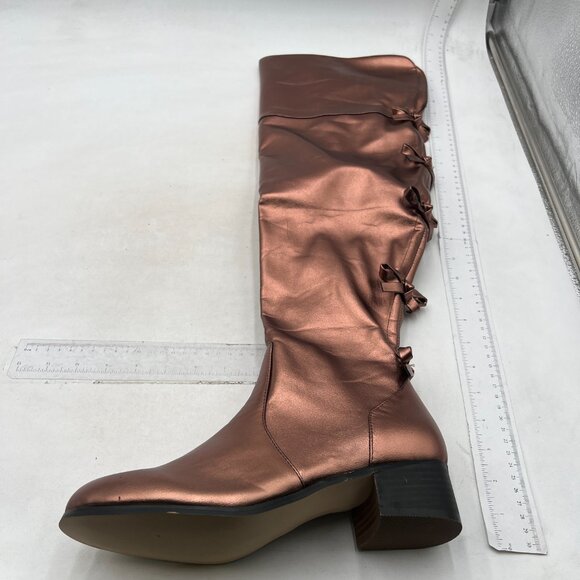 XYD Women Over The Knee Thigh High Riding Boots Chunky Heel Round Toe Brown Shoe - Picture 3 of 8